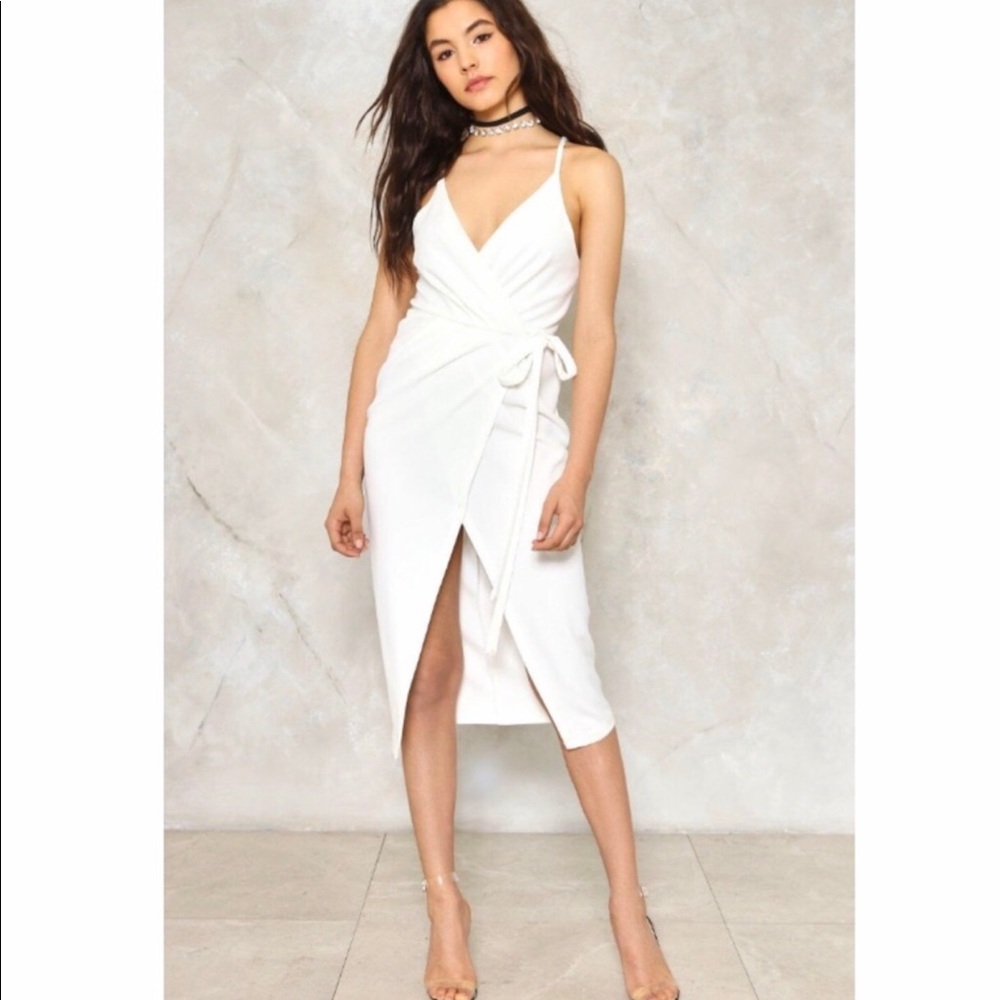 Nastygal White Midi Wrap Dress